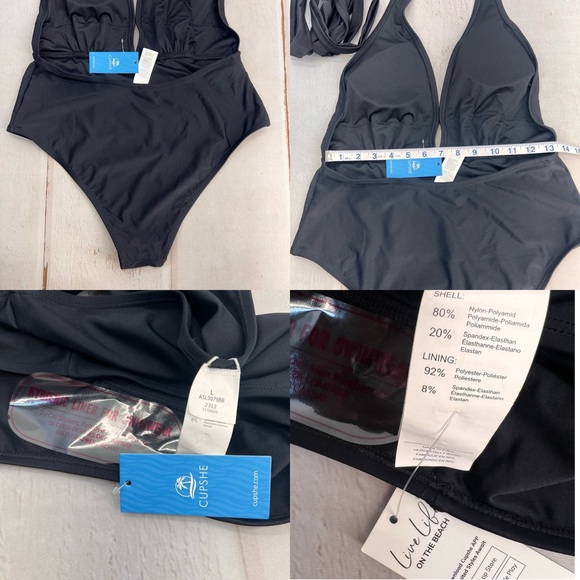 NWT Women's Deep V Neck Crisscross Back Self Tie One-piece Swimsuit SIZE LARGE - Picture 17 of 17